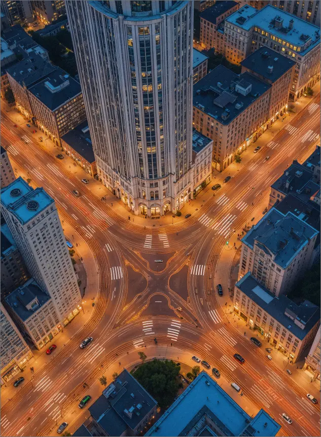 Urban city intersection representing global connectivity